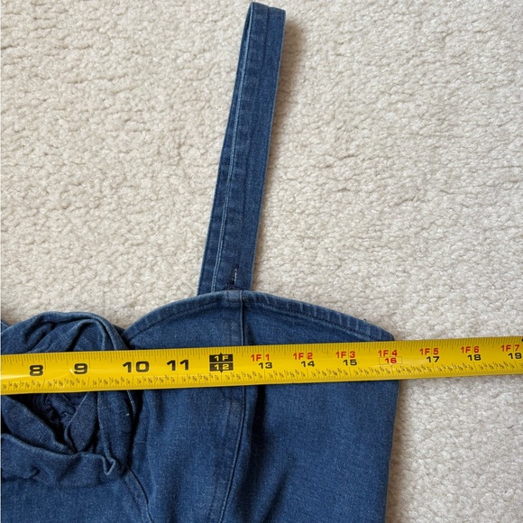 Anthropologie PORRIDGE ROSETTE DENIM SLIM MINI DRESS size Medium New - Picture 4 of 8